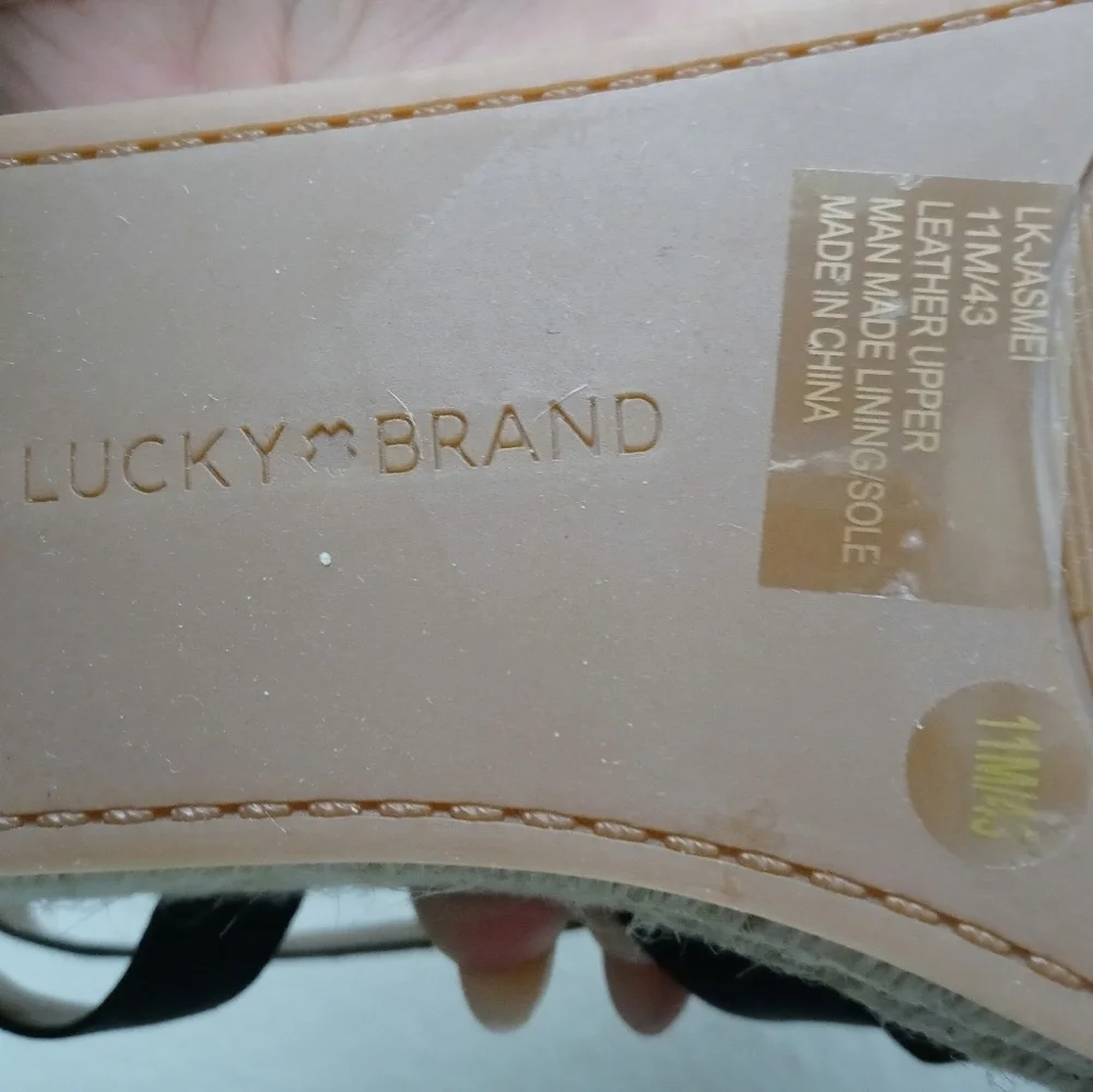 🍀Lucky Brand Women's Jasmei Leather Strappy Espadrille Wedge Sandals Size 11